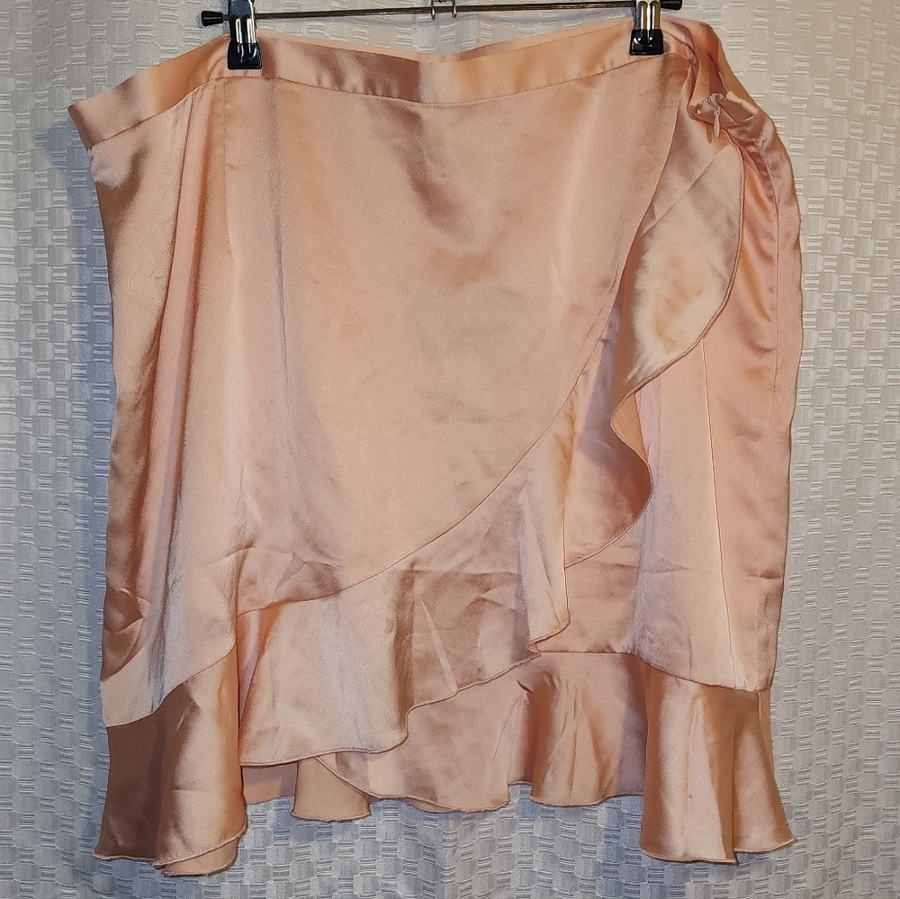 NWT Sugar Thrillz Balletcore Pink Silky Wrap Skirt Zippered Women's Satin